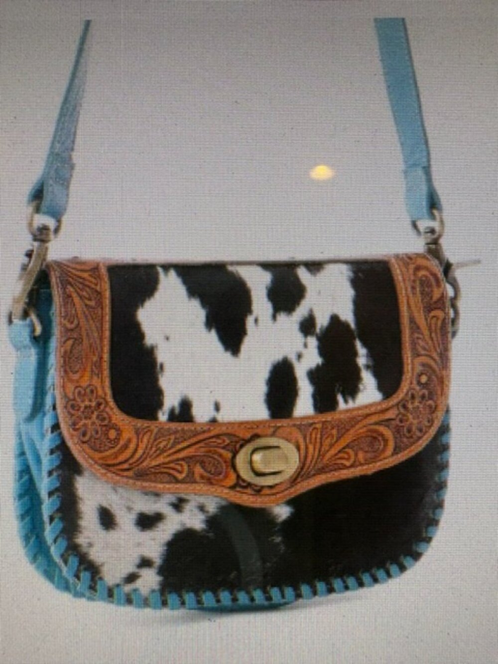 Myra Bag Pine Valley Hand-Tooled Hair-on Hide Leather Crossbody Shoulder Bag NWT